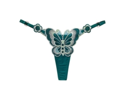 Fasst tanga G string para Mulher com Anel de Metal e Bordado de Borboletas Ajustável Interior Sexy de Nylon