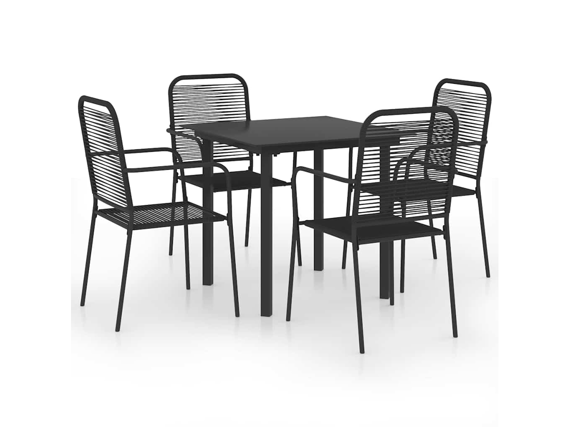 Maison Exclusive - 5 Pcs Conjunto De Jantar Para Jardim Vidro E Aço Preto