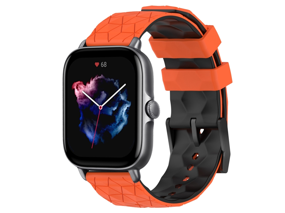 Bracelete de Smartwatch para Amazfit GTS 3 20mm Textura de Futebol Pulseira de Silicone de Duas Cores (Laranja + Preto)