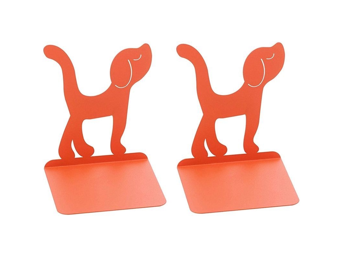 Suportes de Livro Nova Line de Metal, Forma de Cão, 2 Unidades, Decorativos, Laranja