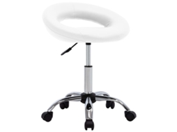 Vidaxl Cadeira De Trabalho Com Rodas Couro Artificial Branco