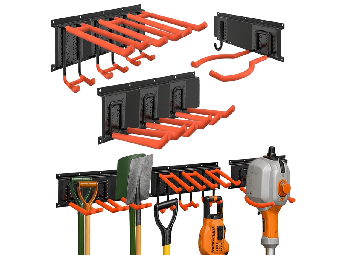 Conjunto De 8 Ganchos De Parede Em Aço E Pvc, Preto E Laranja