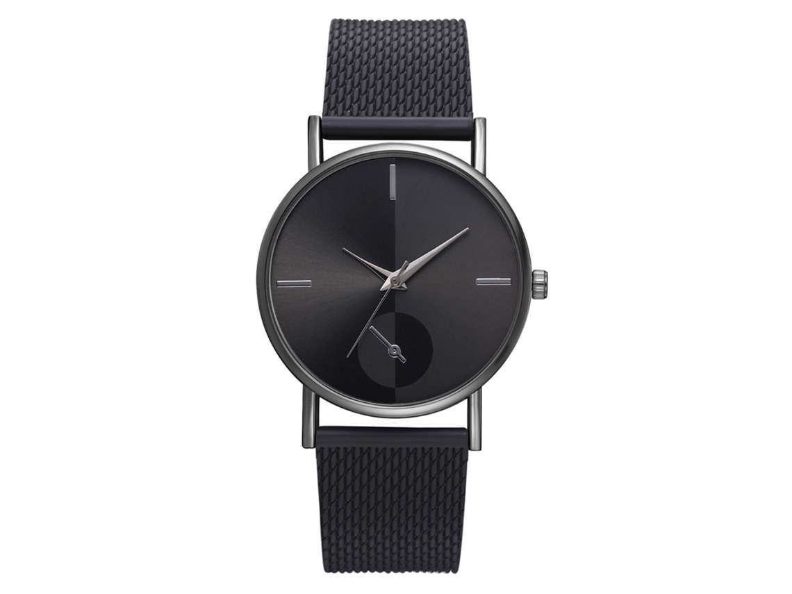 Relógio de Pulso Feminino Casual Simples com Mostrador Analógico Pulseira Estêncil Quartzo Preto