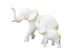Decoração de elefante mãe e filho em resina, luxuosa, para sala, quarto e escritório | S/MARCA
