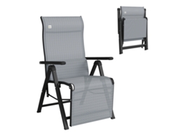 Cadeira Reclinável Jardim Dobrável, Encosto Ajustável 9 Posições, Almofada Lombar, Para Terraço,70x65x111 Cm Cinzento