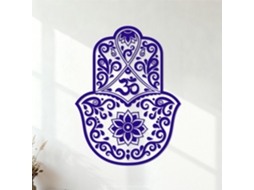 Adesivos Gravados Hamsa Lotus Om Hindu Amulet Home 68x89,6cm Pintura Mural Artística Azul Escuro