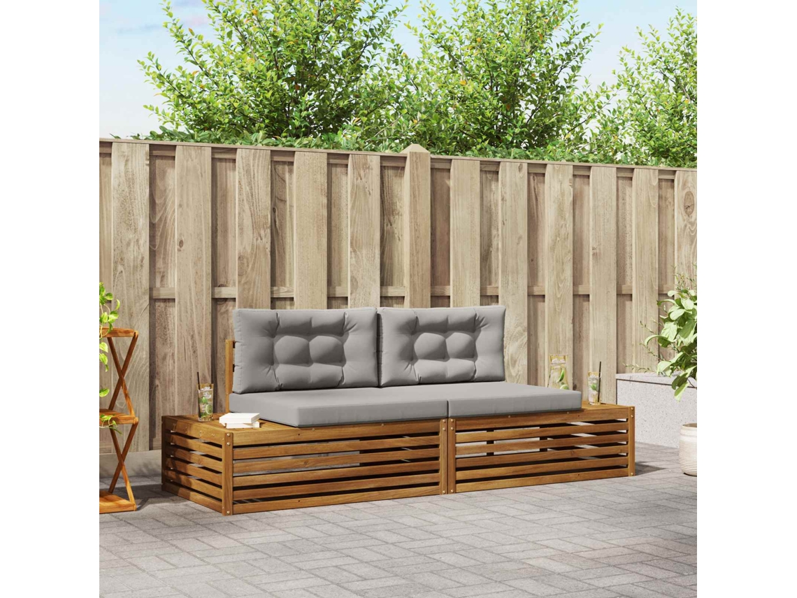 Vidaxl 2 Unid. Conjunto De Sofás Para Exterior Cinza Natural E Claro