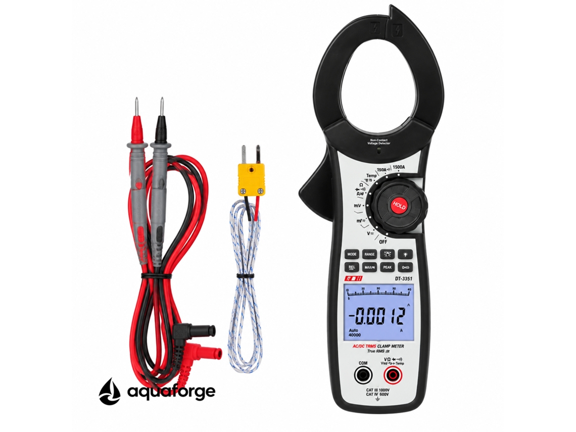 Alicate Amperimétrico Aquaforge Dt-3351, 1500a, True Rms