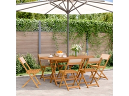 Cadeiras De Jardim Dobráveis 6 Pcs Tecido E Madeira Maciça Bege Dkd Home Decor