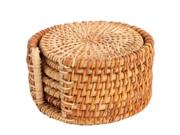 Conjunto De 6 Suportes Para Chá Feitos À Mão Em Cesto De Cabaça Com Apoio Isolante Para Xícara De 10 Cm / 3,9 Polegadas Other