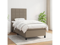 Cama Com Molas/colchão 90x200 Cm Tecido Castanho-acinzentado