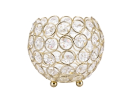 Suporte de vela de chá de cristal dourado 12cm S/MARCA