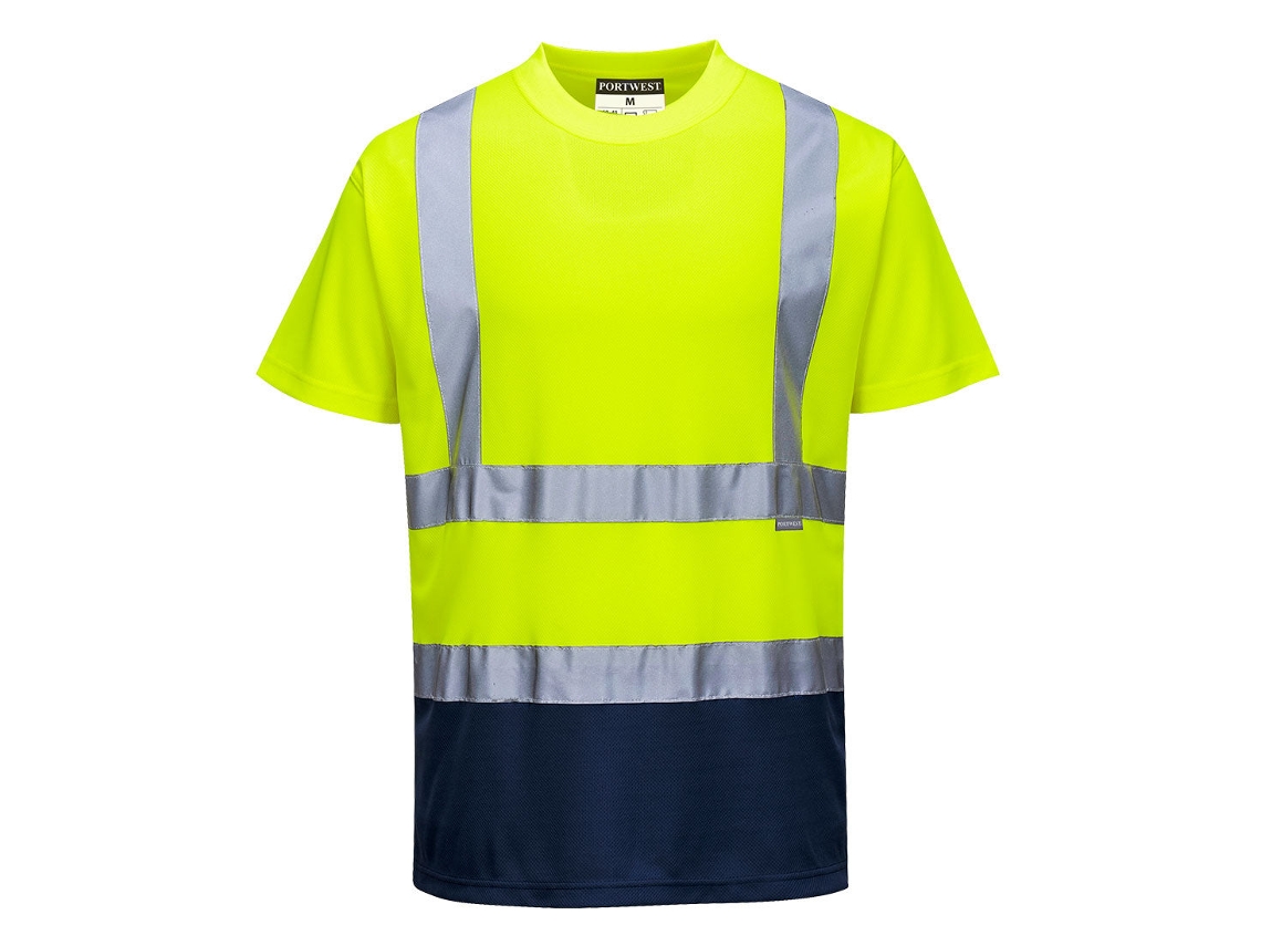 Shirt De Alta Visibilidade Contrast Manga Curta / Amarelo Marinho / S Portwest