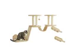 Conjunto de Escadas para Gatos, Montagem na Parede e no Teto, para Gatos de Até 5 Kg, Bege Ge