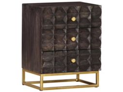 Vidaxl Mesa De Cabeceira 40x30x50 Cm Madeira De Mangueira Maciça Preto