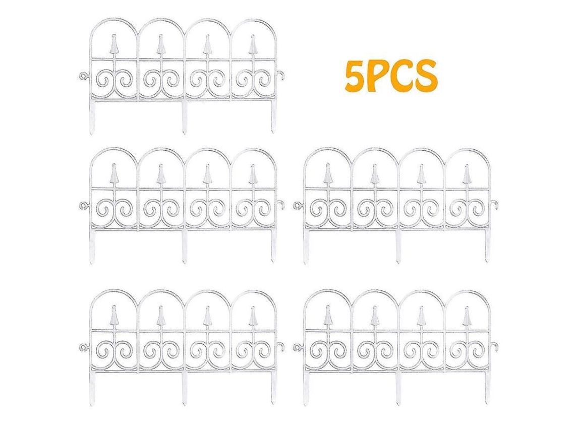 Cerca de Jardim de Estilo Victoriano em Pp, 5 Peças, 3m, Splicável, Resistente Ao Sol, Preto/branco Branco
