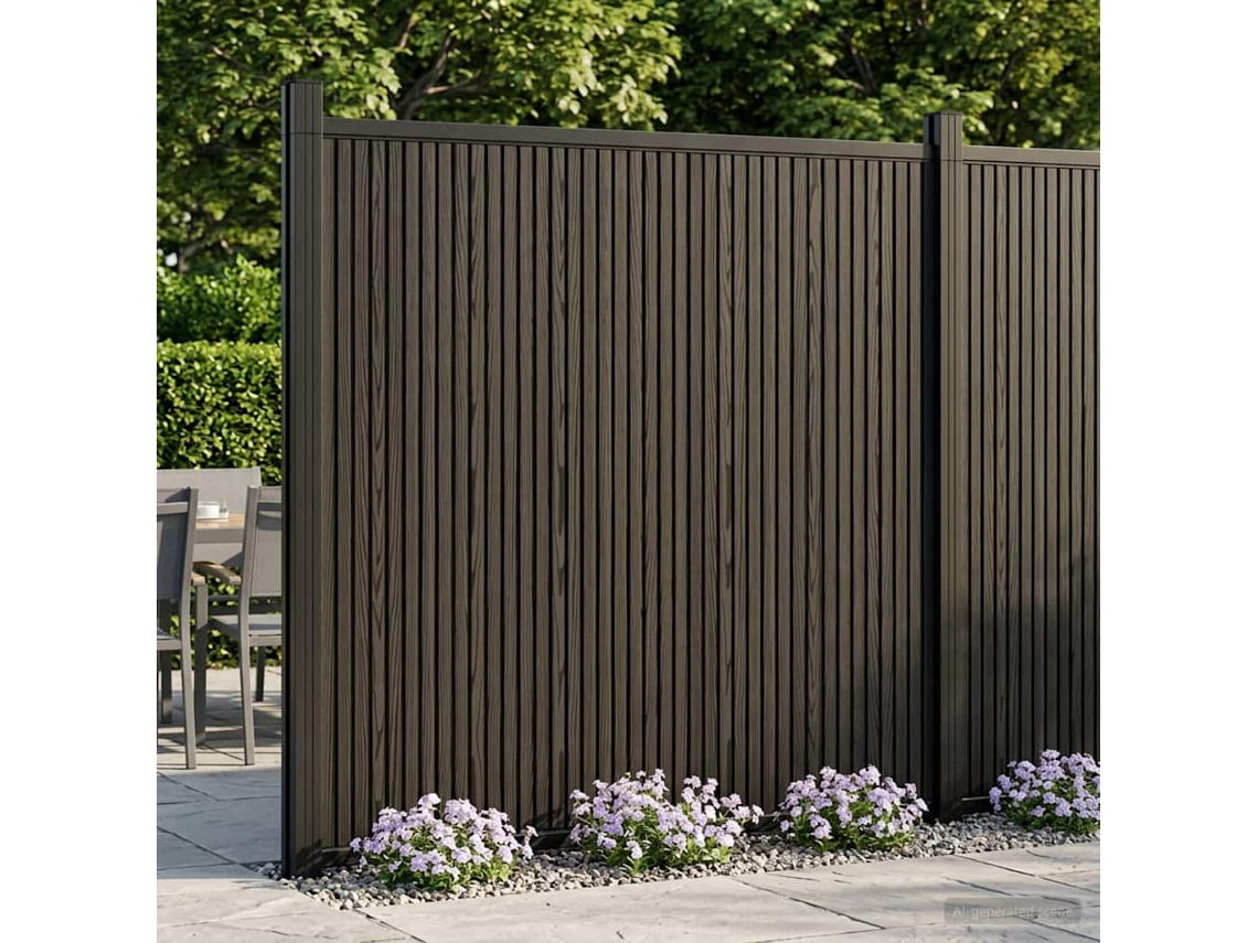 Vidaxl Painel De Cerca 2 Pcs Wpc E Alumínio Preto