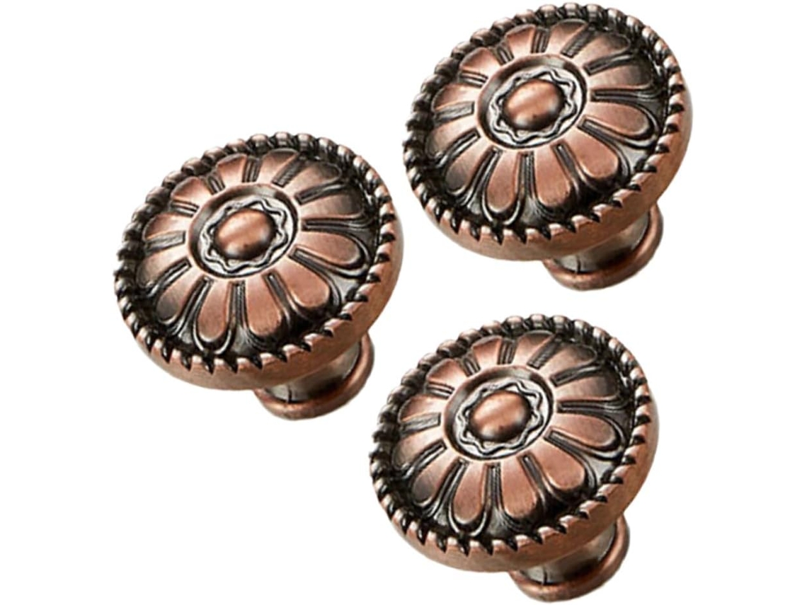 Conjunto De 3 Puxadores Circulares Vermelhos Antigos Para Gavetas E Portas Armários Cozinha, Em Liga De Zinco, Para