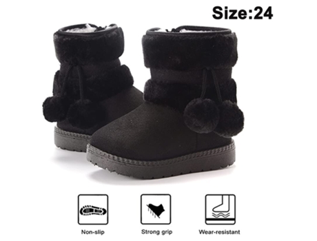 Botas de Menina UNISSEX Meninos Botão Premium Antiderrapante Solado Preto (tamanho 24)