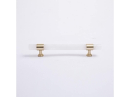 Ferragens Para Portas Em Latão Natural, Cristal Branco De 128 Mm, Bz