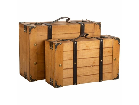 Conjunto de malas ALEXANDRA HOUSE LIVING Castanho PVC Madeira Metal Vintage 31 x 17 x 45 cm 40 x 24 x 13,5 cm Decorativo 2 Peças