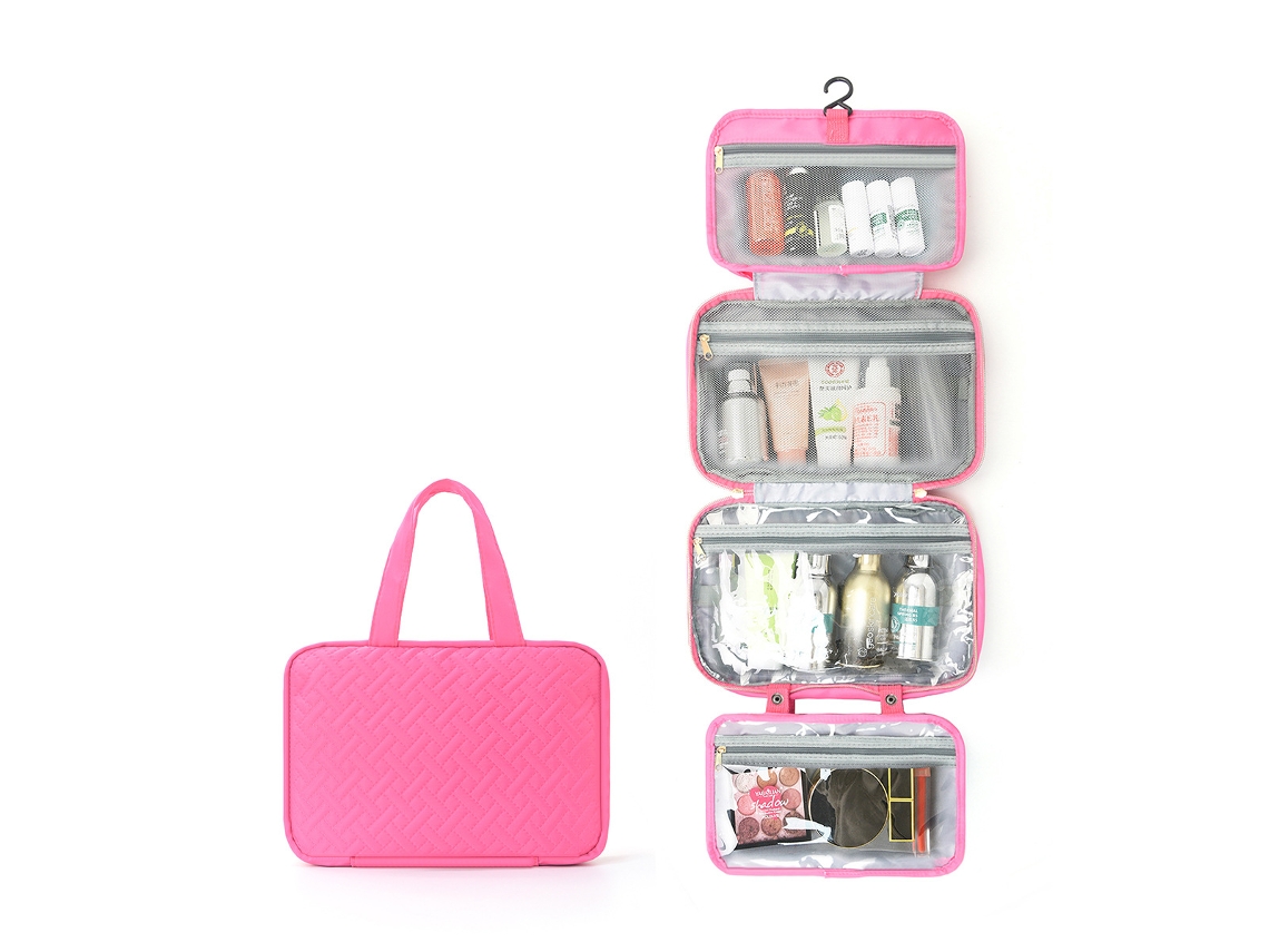 Separação de Itens Secos e Úmidos, Bolsa de Armazenamento Portátil Multicolorida junta de Bambu Quádrupla Rosa Vermelha YUNZII