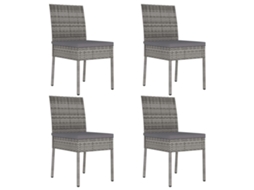 Cadeiras De Jantar Para Jardim 4 Pcs Vime Pe Cinzento Dkd Home Decor