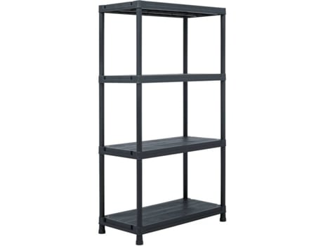 Estante de arrumação 100 kg 60x30x138 cm plástico preto