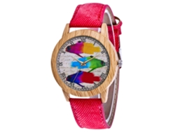 Reloj De Pareja Zhoulianfa Com Esfera De Peixes Coloridos E Pulseira De Dênim Vermelha