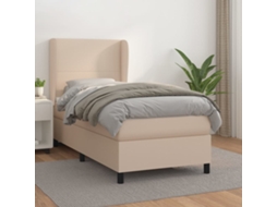 Vidaxl Cama Com Molas/colchão 90x190 Cm Couro Artificial Cappuccino