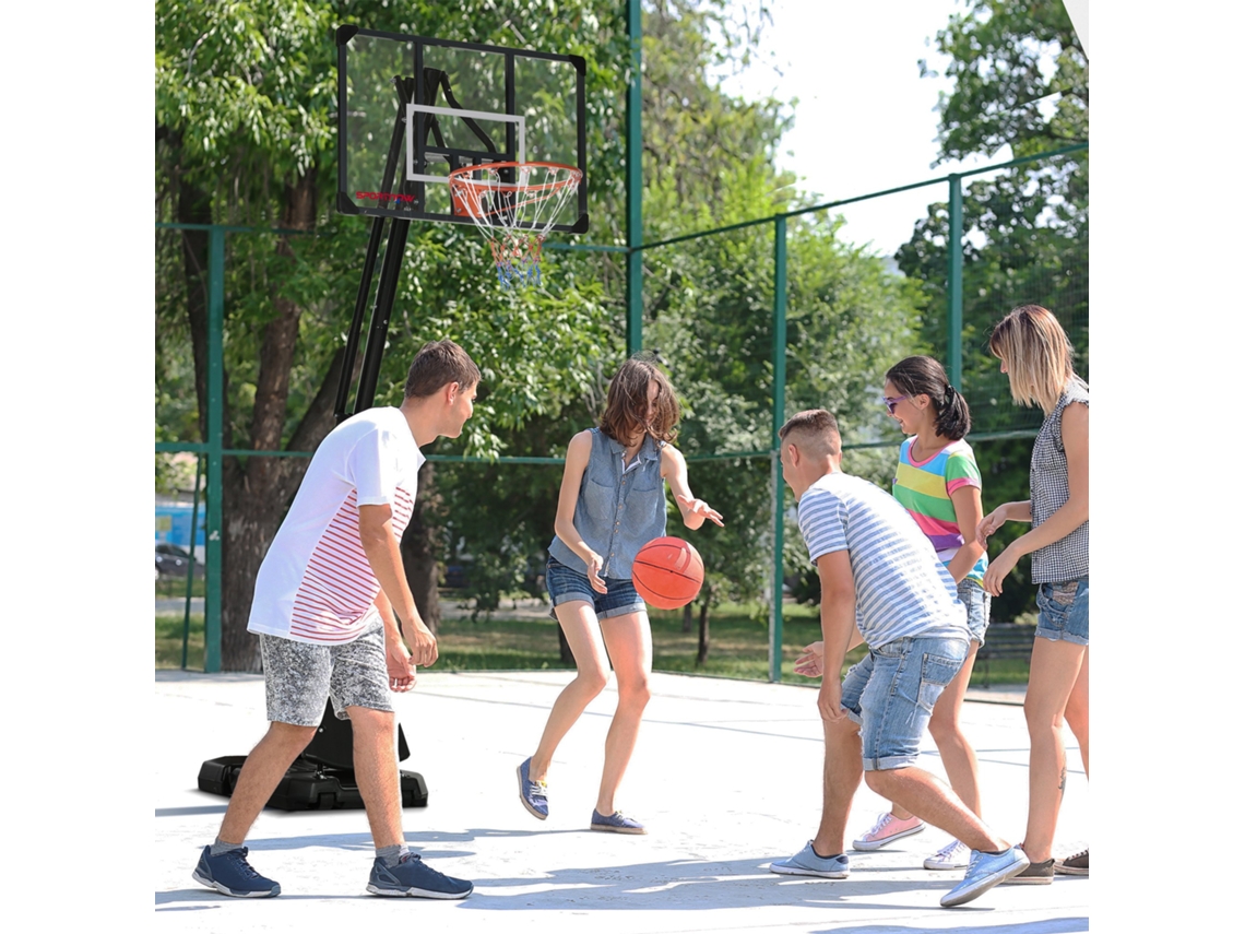 Cesta de Basquete Ajustável, 236-293 Cm, Rodas, Painel de PC, Base Recarregável, Preto