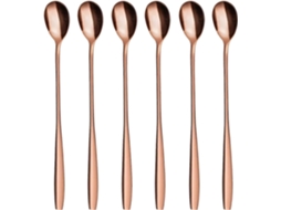 Cucharas Latte Macchiato, Conjunto de 6, 22 Cm, Cucharas Longas para Coquetéis e Sobremesas, Aço Inoxidável Polido ouro Oro Rosa