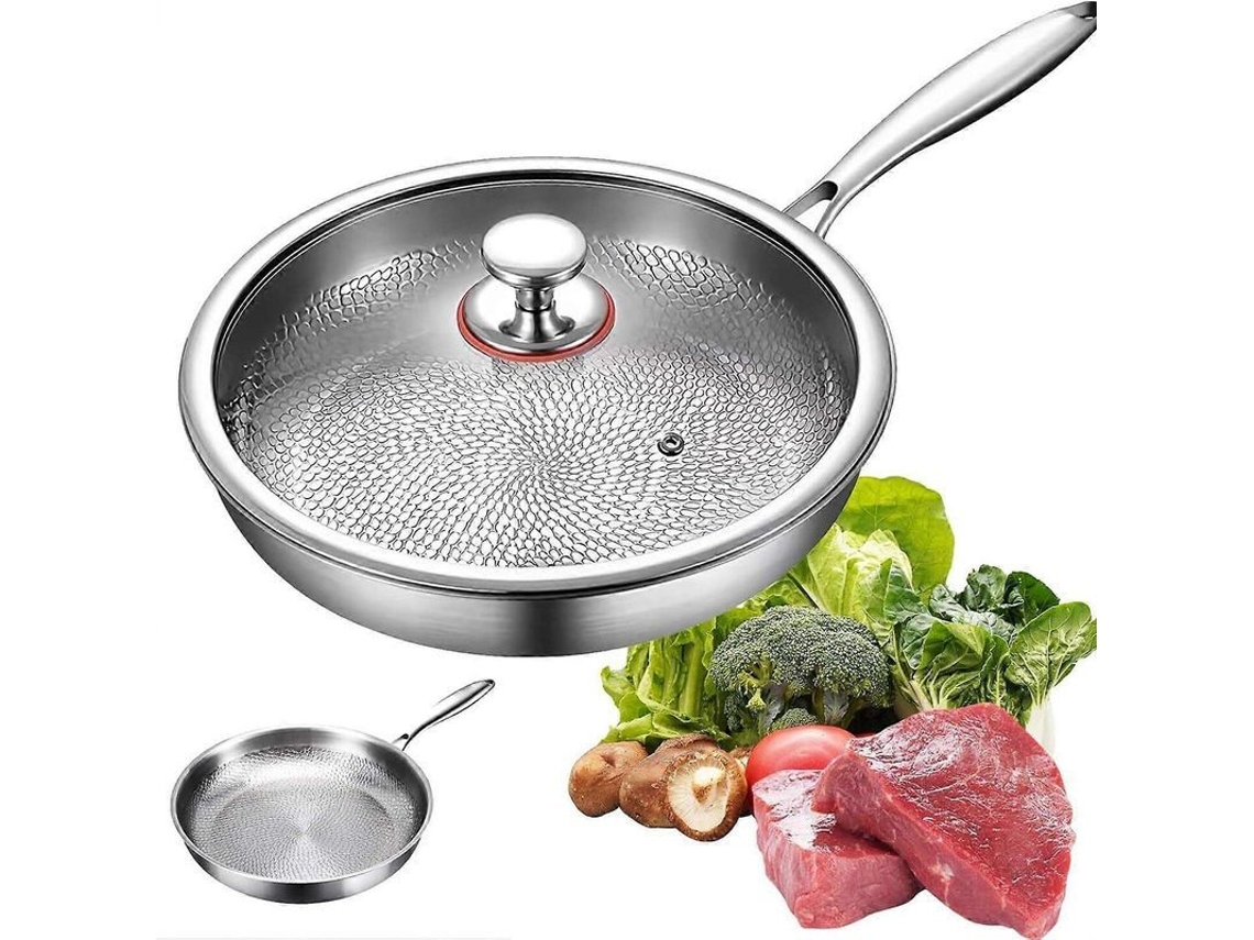 Panela De Fritar De Titânio Antiaderente Sem Metais Pesados, Leve E Durável Com Base Plana 26cm/28cm 28cm