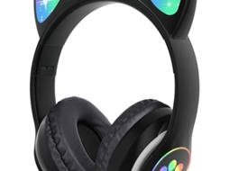 Lindo Fone De Ouvido Estéreo Para Jogos Com Microfone, Orelhas De Gato, Preto Bacana Aquaforge