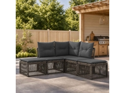 Vidaxl Conjunto De Sofá De Jardim 5 Pcs Cinzento Vime Pe