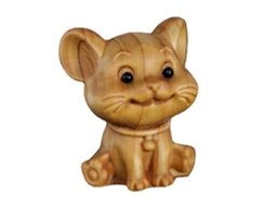Ornamento de Rato de Madeira com Gravura Fina Figura Animal Bonita Modelo Artesanal Decoração de Casa
