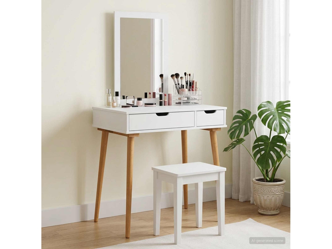 Vidaxl Conjunto De Mesa De Vestir Fauske 2 Unid. Branco