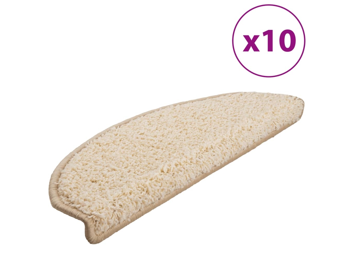 Conjunto de 10 Tapetes de Escada Creme Semicircular Grande MAISON EXCLUSIVE (65x21x4 cm)