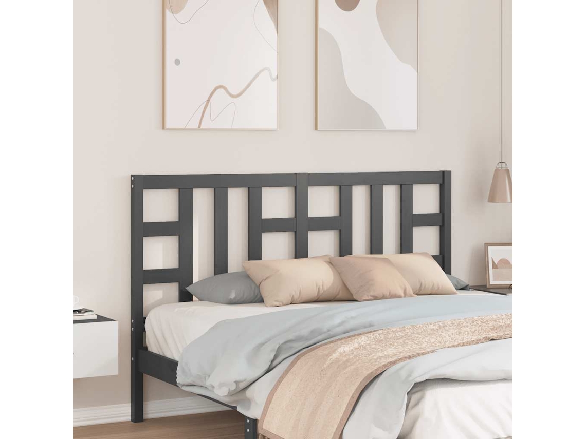 Vidaxl Cabeceira De Cama 146x4x100 Cm Pinho Maciço Cinzento