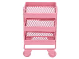 Primerox carrinho de Mão Miniatura 1:12 para Casinha de Bonecas Prateleira com Rodas Decoração Pink