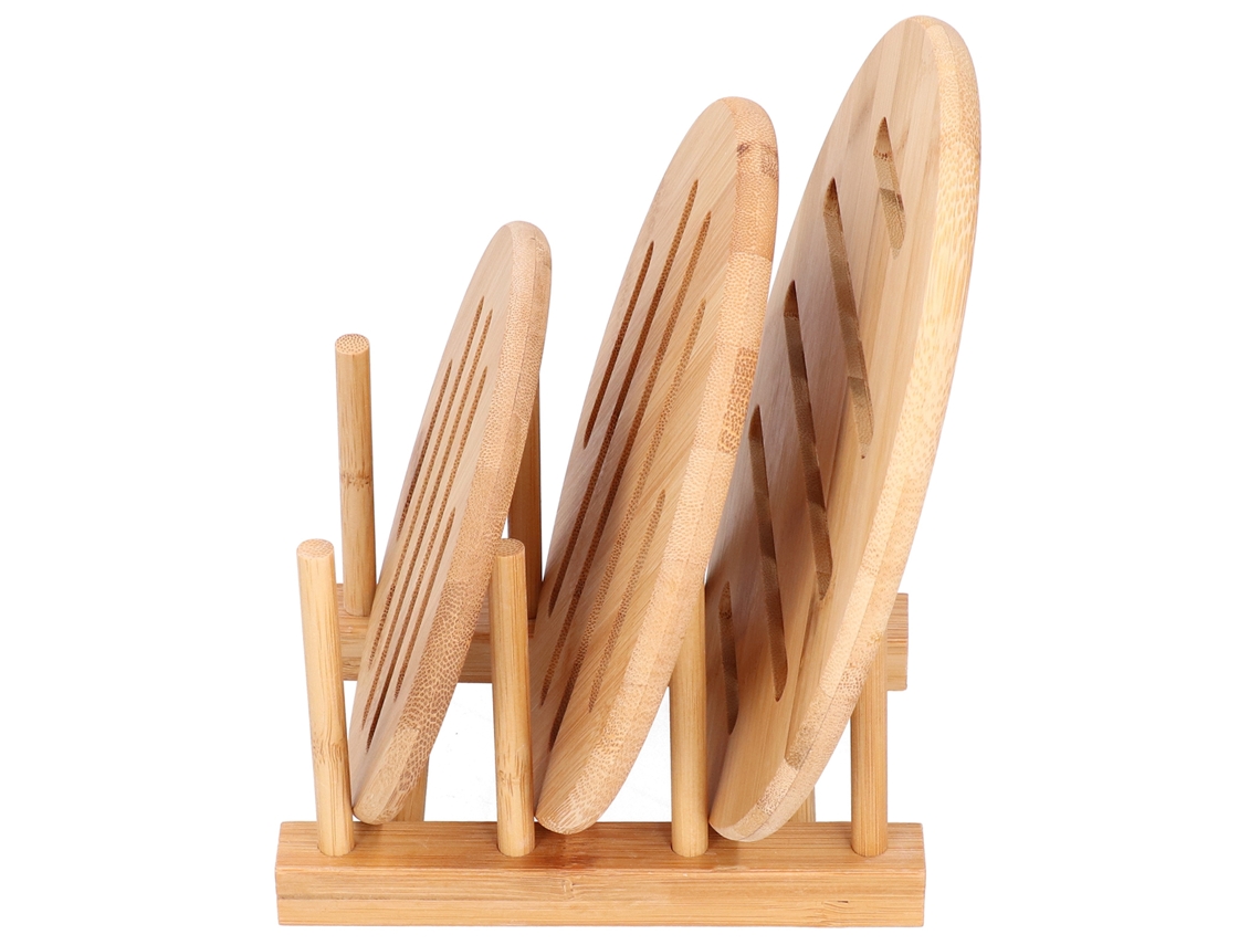 Coxim de Mesa de Bambu Resistente ao Calor com Suporte para Pratos | S/MARCA
