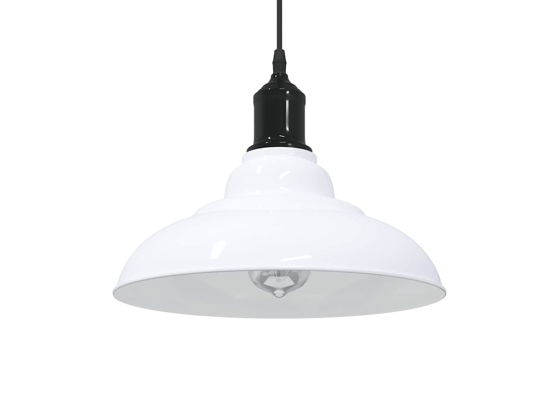 Vidaxl Candeeiro Suspenso Regulável Altura E27 Branco Brilhante Ø31cm
