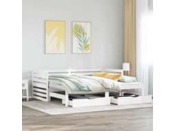 Vidaxl Sofá-cama C/ Gavetas 90x200cm Madeira De Pinho Maciça Branco