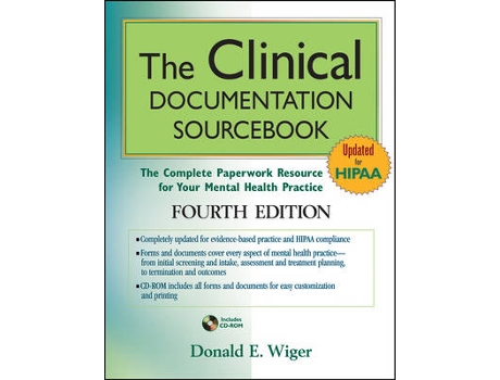 Livro the clinical documentation sourcebook - the complete paperwork resource for your mental health practice 4e de de wiger (inglês)