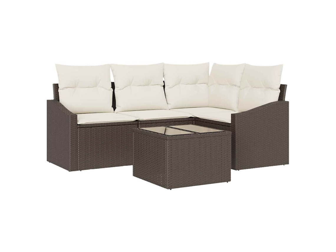 Conjunto 5 Sofá Exterior Vidaxl Castanho Vime Pe (178,5 X 123,5 X 85 Cm)