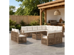 Vidaxl Conjunto De Sofá De Jardim 13 Unid. Bege Vime Pe