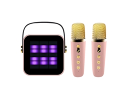 Mini Máquina De Karaokê, Caixa De Som Bluetooth Portátil Com Microfone, Processamento Digital De Luz Rgb, Rosa. Aquaforge