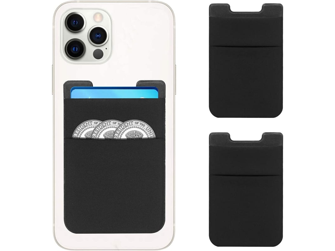 2 Pack Carteira Adesiva Para Celular, Bolsa Elástica De Lycra Para Cartões De Crédito No Verso Do Celular
