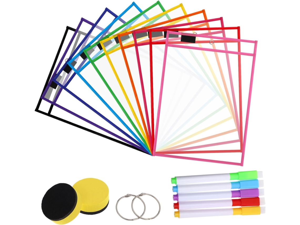 Pastas Transparentes Para Escrita Com Marcador De Quadro Branco, Porta Crachás, Protetores De Docume Gokoco