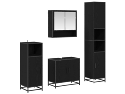 Conjunto de Móveis para Banheiro com Porta Carvalho Preto 4 Pcs MAISON EXCLUSIVE